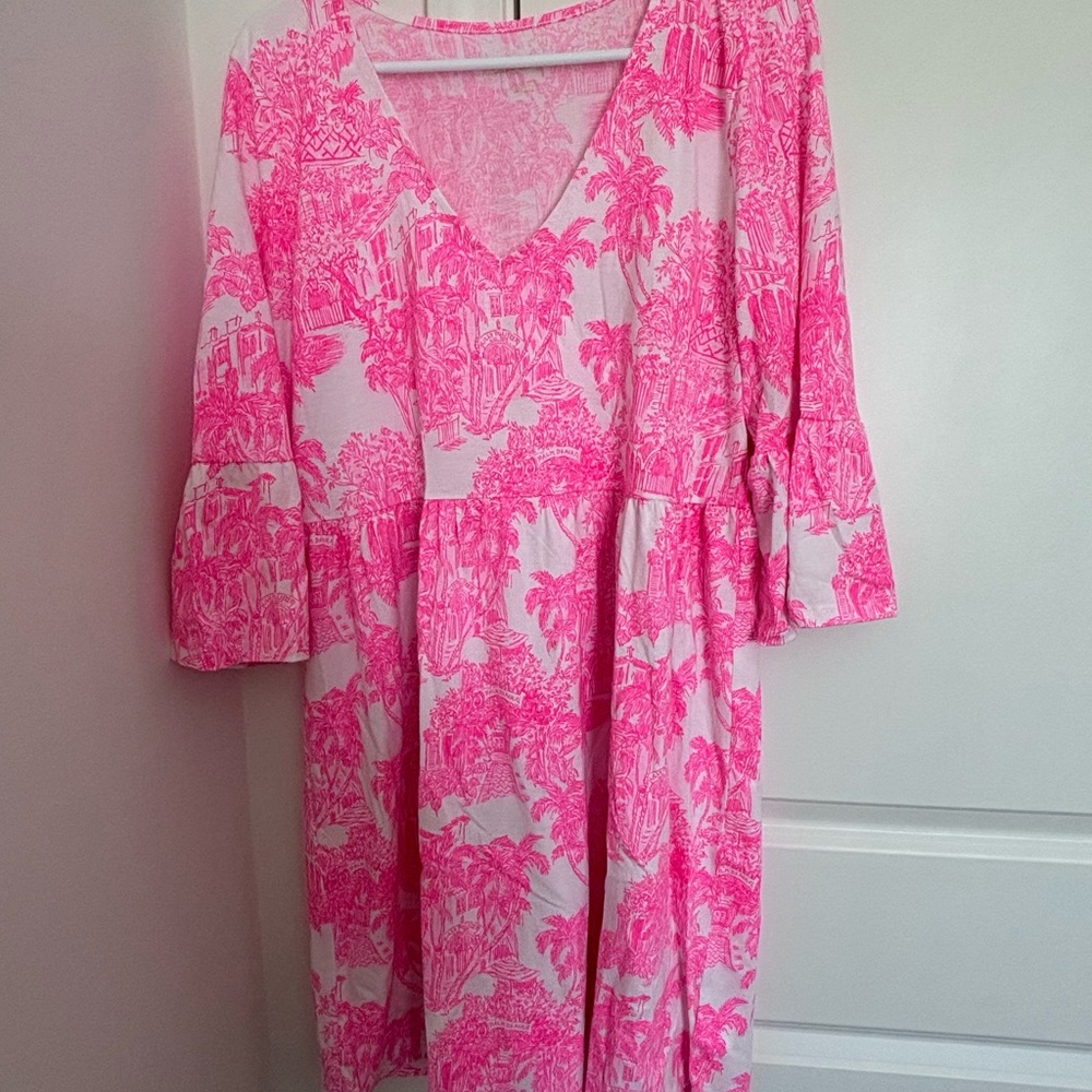 Lilly Pulitzer Pink V-Neck Tiered Sundress